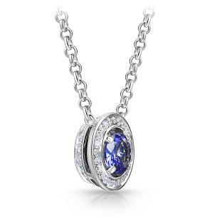Колье из белого золота с бриллиантами, танзанитом