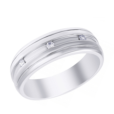 Кольцо обручальное из белого золота с бриллиантами