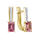 Серьги с английским замком из желтого золота с бриллиантами