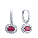 Серьги из белого золота с бриллиантами, рубинами