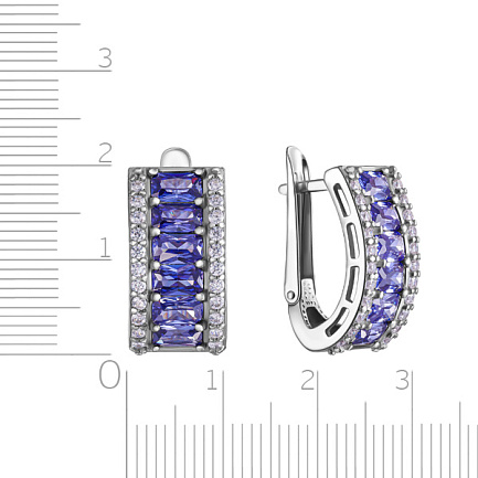 Серьги с английским замком из серебра с фианитом