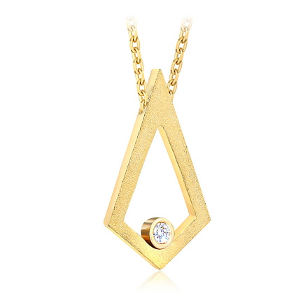 Колье из желтого золота с бриллиантом, плетение якорное