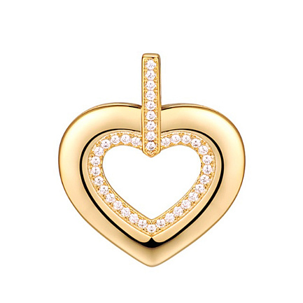 Подвеска из серебра с позолотой, фианитом