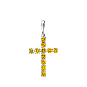 Крест из белого золота с бриллиантами