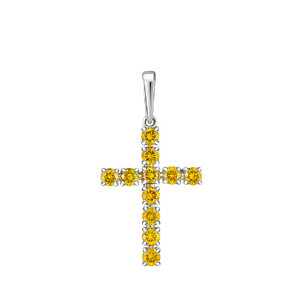 Крест из белого золота с бриллиантами