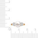 Кольцо из красного золота с жемчугом, фианитом