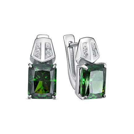 Серьги с английским замком из серебра с фианитами