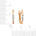 Серьги с английским замком из красного золота с фианитом