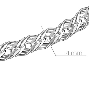 Цепь автомат из серебра, плетение тройной ромб
