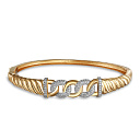 Браслет жесткий из красного золота с фианитом