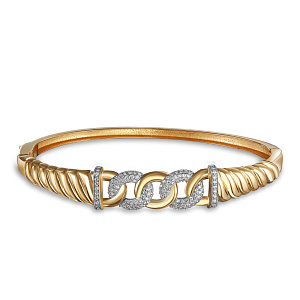 Браслет жесткий из красного золота с фианитом