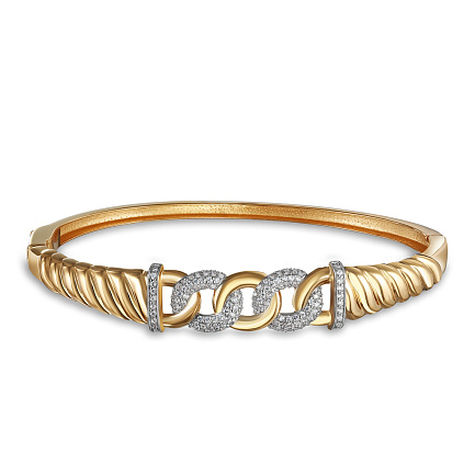 Браслет жесткий из красного золота с фианитом