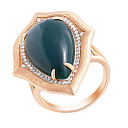 Кольцо из желтого золота с бриллиантами, агатом