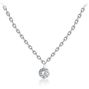 Колье из белого золота с бриллиантом, плетение якорное