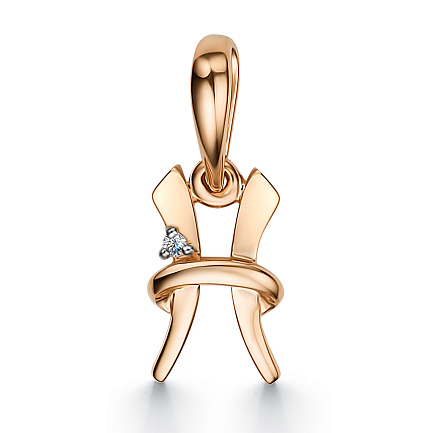 Подвеска из красного золота с бриллиантом