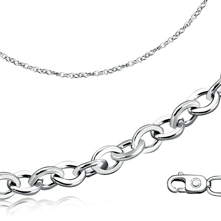 Цепь автомат из серебра, плетение якорное