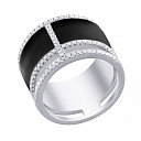 Кольцо из серебра с фианитом, эмалью