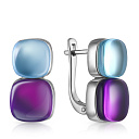 Серьги с английским замком из белого золота с аметистом