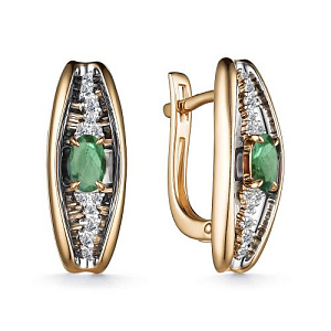 Серьги с английским замком из красного золота с бриллиантами