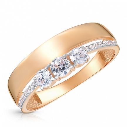 Кольцо из красного золота с фианитом