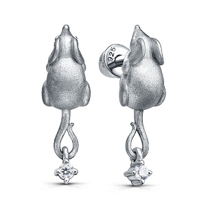 Пусеты из серебра с фианитами