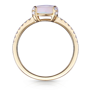 Кольцо из желтого золота с бриллиантами, опалом