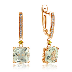 Серьги с английским замком из красного золота с аметистом