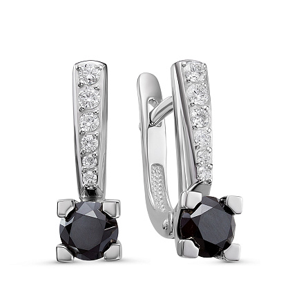 Серьги с английским замком из белого золота с бриллиантами