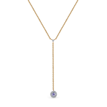 Колье из красного золота с бриллиантами, танзанитом