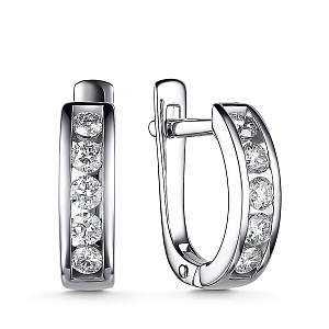 Серьги с английским замком из белого золота с бриллиантами