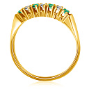 Кольцо из желтого золота с бриллиантами, изумрудами