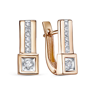 Серьги с английским замком из красного золота с бриллиантами