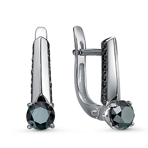 Серьги из белого золота с бриллиантом