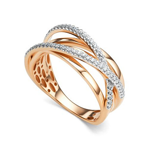 Кольцо из красного золота с бриллиантом