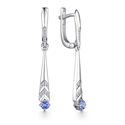 Серьги с английским замком из белого золота с бриллиантами