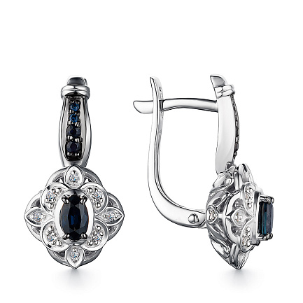 Серьги с английским замком из белого золота с бриллиантами