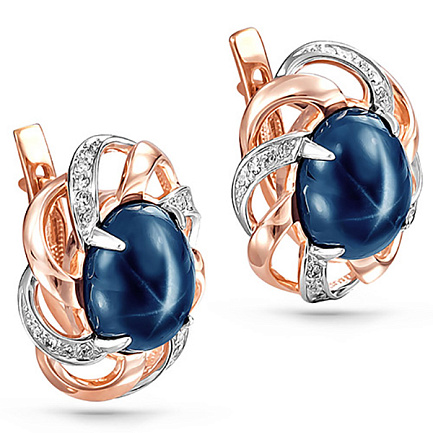 Серьги с английским замком из красного золота с бриллиантами