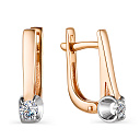 Серьги с английским замком из красного золота с бриллиантами
