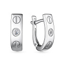 Серьги с английским замком из белого золота с бриллиантами