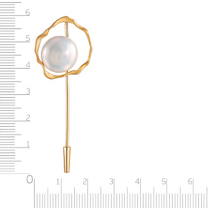 Булавка из желтого золота с жемчугом