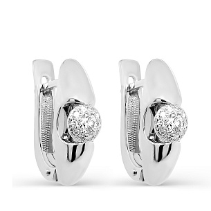 Серьги с английским замком из белого золота с бриллиантами