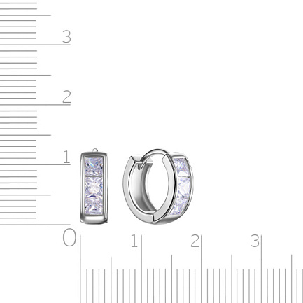 Серьги с английским замком из серебра с фианитом