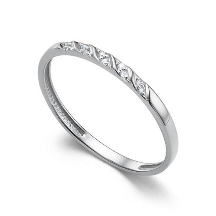 Кольцо обручальное из белого золота с бриллиантами