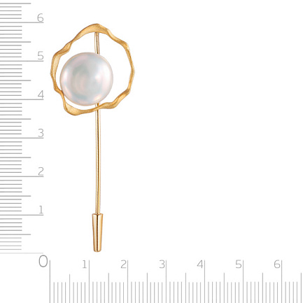 Булавка из желтого золота с жемчугом