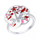 Кольцо из серебра с фианитом, эмалью