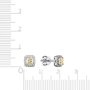 Пусеты из белого золота с желтыми бриллиантами