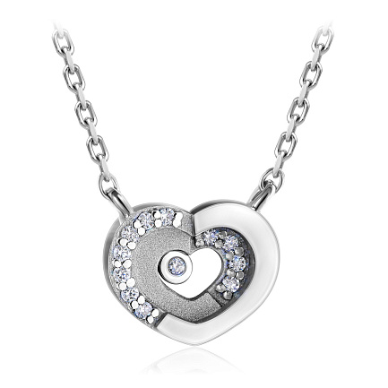 Колье из белого золота с бриллиантом, плетение якорное