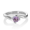 Кольцо из серебра с аметистом, фианитом