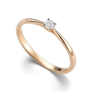 Кольцо из красного золота с бриллиантом