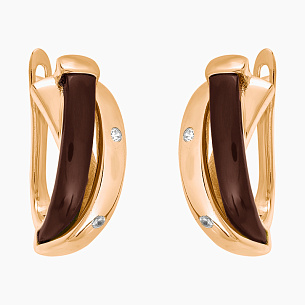 Серьги с английским замком из серебра с керамиками и циркониями